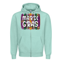Seafoam mardi gras fleur de lis brush stroke Zipper Hoodie - Artiststas