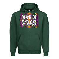 Sports Green mardi gras fleur de lis brush stroke Zipper Hoodie - Artiststas