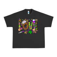 Pigment Black Mardi Gras love Nurse Urban Heavy Tee - HowdyJamesFarm