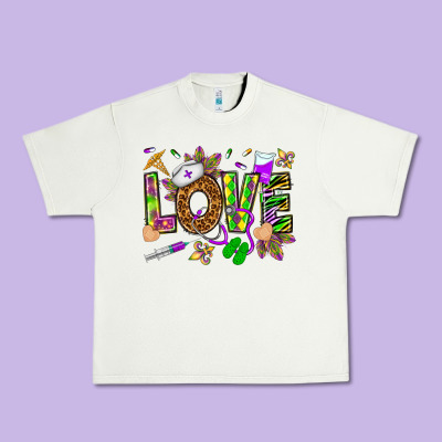 Mardi Gras Love Nurse Urban Heavy Tee Designed By Howdyjamesfarm
