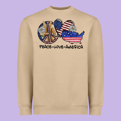 Peace Love America Heavyweight Sweatshirt Designed By Sublimationcraftshop