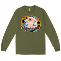 Army Green Sunflower Leopard Hedgehog Long Sleeve Tee - Jasminsmagicworld