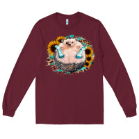 Burgundy Sunflower Leopard Hedgehog Long Sleeve Tee - Jasminsmagicworld