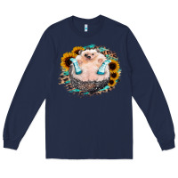 Navy Sunflower Leopard Hedgehog Long Sleeve Tee - Jasminsmagicworld