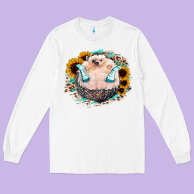 Sunflower Leopard Hedgehog Long Sleeve Tee Designed By Jasminsmagicworld