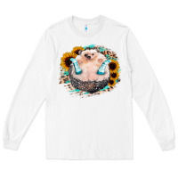 White Sunflower Leopard Hedgehog Long Sleeve Tee - Jasminsmagicworld