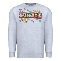 Heather Grey daisy auntie Premium Sweatshirt - AdoDesignShop