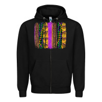 Black mardi gras fleur de lis and beads brush stroke Zipper Hoodie - Artiststas