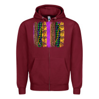 Burgundy mardi gras fleur de lis and beads brush stroke Zipper Hoodie - Artiststas