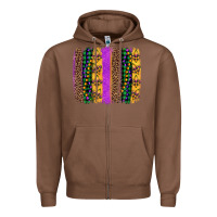 Chestnut mardi gras fleur de lis and beads brush stroke Zipper Hoodie - Artiststas