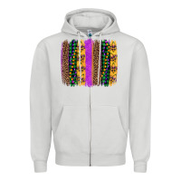 Dove Grey mardi gras fleur de lis and beads brush stroke Zipper Hoodie - Artiststas