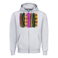 Heather Grey mardi gras fleur de lis and beads brush stroke Zipper Hoodie - Artiststas
