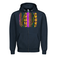 Navy mardi gras fleur de lis and beads brush stroke Zipper Hoodie - Artiststas