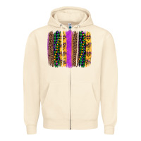 Sandshell mardi gras fleur de lis and beads brush stroke Zipper Hoodie - Artiststas