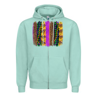 Seafoam mardi gras fleur de lis and beads brush stroke Zipper Hoodie - Artiststas