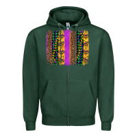 Sports Green mardi gras fleur de lis and beads brush stroke Zipper Hoodie - Artiststas