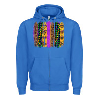 True Royal mardi gras fleur de lis and beads brush stroke Zipper Hoodie - Artiststas