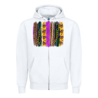 White mardi gras fleur de lis and beads brush stroke Zipper Hoodie - Artiststas