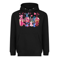 Black breast cancer stitch coffee cups Heavyweight Hoodie - AdoDesignShop