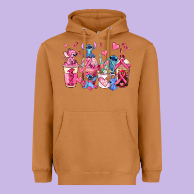 Breast Cancer Stitch Coffee Cups Heavyweight Hoodie Designed By Adodesignshop