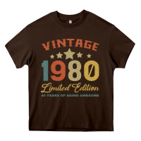 Chocolate Brown Vintage 1980 Clothes 40 Years Old Retro 40th Birthday Heavy Core Tee - Bettercallsaul