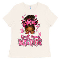 Bone brest cancer warrior afro messy bun Ladies Tee - texasbilliewilder