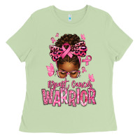 Matcha brest cancer warrior afro messy bun Ladies Tee - texasbilliewilder