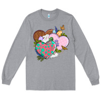 Heather Grey Easter Day Western Easter hearts Long Sleeve Tee - OliviaCreatesArt