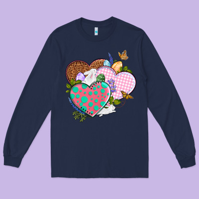 Easter Day Western Easter Hearts Long Sleeve Tee Designed By Oliviacreatesart