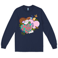 Navy Easter Day Western Easter hearts Long Sleeve Tee - OliviaCreatesArt
