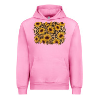 Fuchsia Pink sunflower leopard background Urban Hoodie - AdoDesignShop