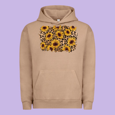 Sunflower Leopard Background Urban Hoodie Designed By Adodesignshop