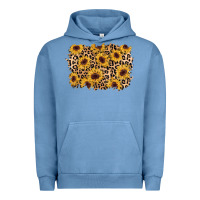 Pigment Pebble Blue sunflower leopard background Urban Hoodie - AdoDesignShop