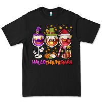 Black Hallothanksmas wine glasses Premium Tee - NancyCooperArtShop