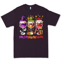 Plum Hallothanksmas wine glasses Premium Tee - NancyCooperArtShop