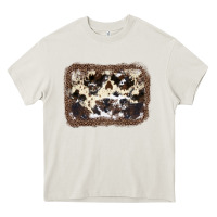 Cream Cowhide Leopard Background Heavy Core Tee - JahusDesignShop