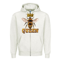 Oatmeal Heather queen bee Zipper Hoodie - Artiststas