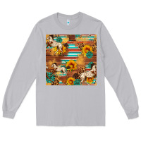 Moon Dust Western Horse Sunflowers Gemstone Seamless Pattern Long Sleeve Tee - FaDigitalArtStudio