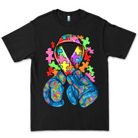 Black autism awareness with boxing gloves Premium Tee - NancyCooperArtShop