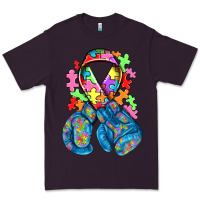 Plum autism awareness with boxing gloves Premium Tee - NancyCooperArtShop