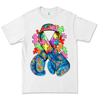 White autism awareness with boxing gloves Premium Tee - NancyCooperArtShop