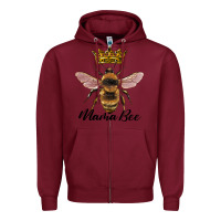 Burgundy mama bee with crown Zipper Hoodie - Artiststas