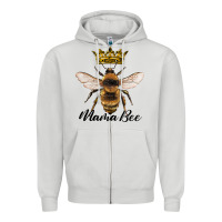 Dove Grey mama bee with crown Zipper Hoodie - Artiststas