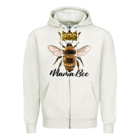 Oatmeal Heather mama bee with crown Zipper Hoodie - Artiststas