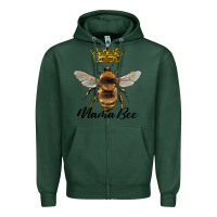 Sports Green mama bee with crown Zipper Hoodie - Artiststas