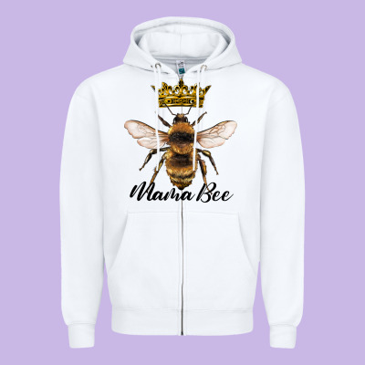 Mama Bee With Crown Zipper Hoodie Designed By Artiststas