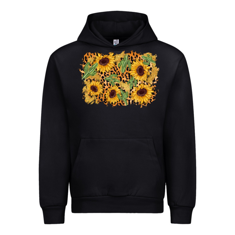 Cactus Leopard Sunflower Glitter Background Urban Hoodie by AdoDesignShop | Teevron