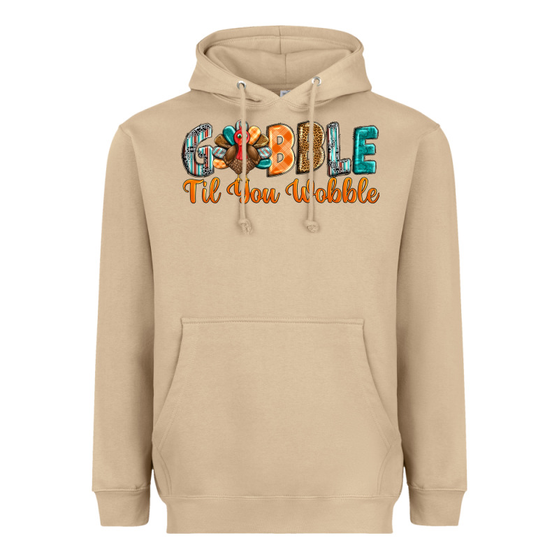 Gobble Till You Wobble Heavyweight Hoodie by BarkalooDesign | Teevron