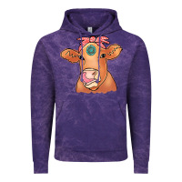 Cloud Purple Cow  Turquoise Vintage Hoodie - CowCowDesign