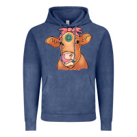 Vintage Denim Cow  Turquoise Vintage Hoodie - CowCowDesign